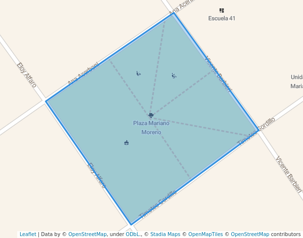 walking in Plaza Mariano Moreno map in Ingeniero Budge