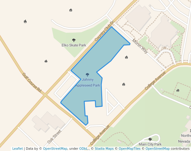 walking in Johnny Appleseed Park map in Elko