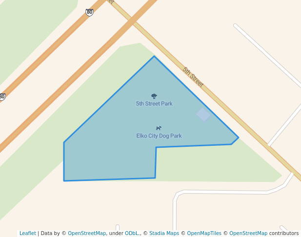 walking in 5th Street Park map in Elko