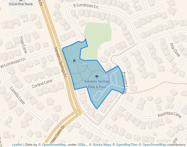 walking in Sendero Springs Park & Pool map in Round Rock