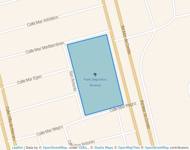 walking in Park Deportivo Acoros map in Piedras Negras