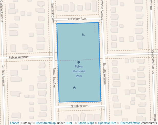 walking in Felker Memorial Park map in Hazel Park
