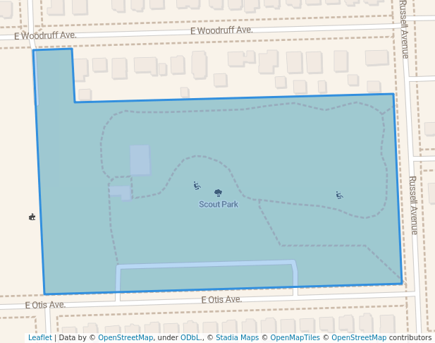 walking in Scout Park map in Hazel Park