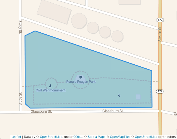 walking in Ronald Reagan Park map in Tampico