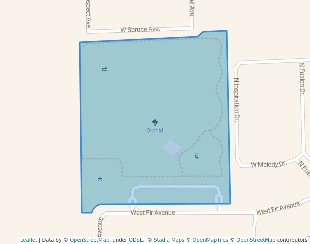 walking in Orchid map in Fresno