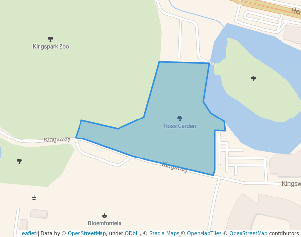 walking in Ross Garden map in Bloemfontein