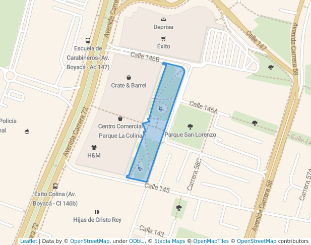 walking in Parque La Colina map in Bogotá