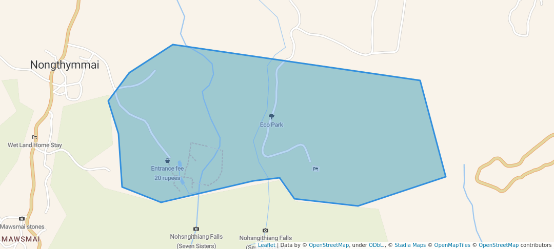 walking in Eco Park map in Cherrapunji