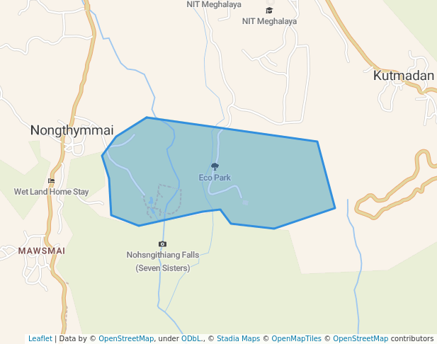 walking in Eco Park map in Cherrapunji