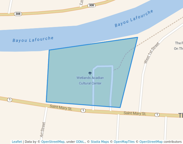 walking in Jean Lafitte National Park map in Thibodaux