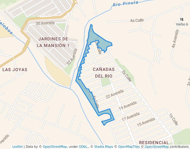 walking in Parque Cañadas Del Rio map in Villa Nueva