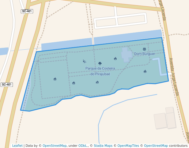 walking in Parque da Costeira do Pirajubaé map in Florianópolis