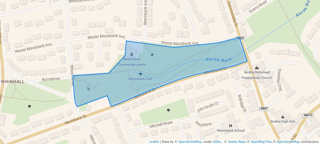 walking in Mavisbank Park map in Airdrie