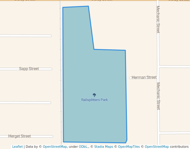 walking in Railsplitters Park map in Pekin