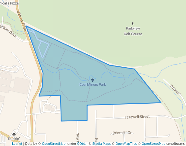 walking in Coal Miners Park map in Pekin