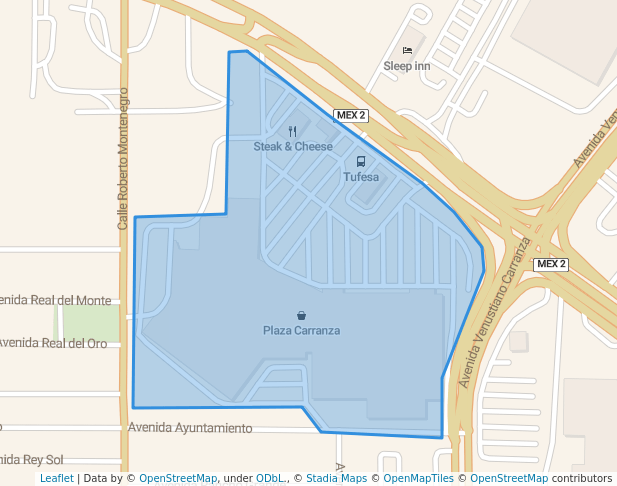 walking in Plaza Carranza map in Mexicali