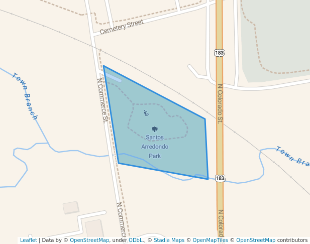 walking in Santos Arredondo Park map in Lockhart