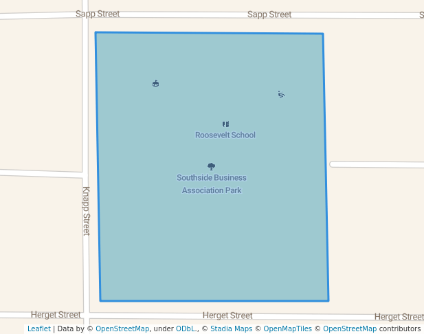 walking in Southside Business Association Park map in Pekin