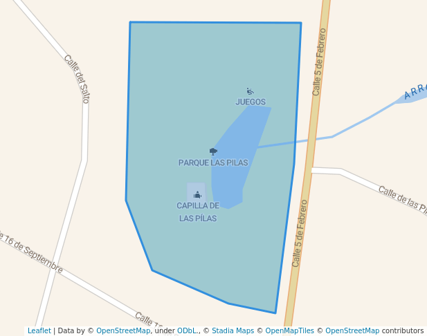 walking in PARQUE LAS PILAS map in San Juan Xiutetelco