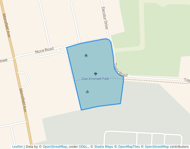 walking in Dan Emmett Park map in Mount Vernon