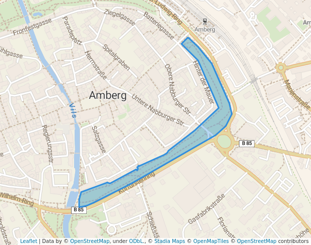 walking in Stadtgraben map in Amberg