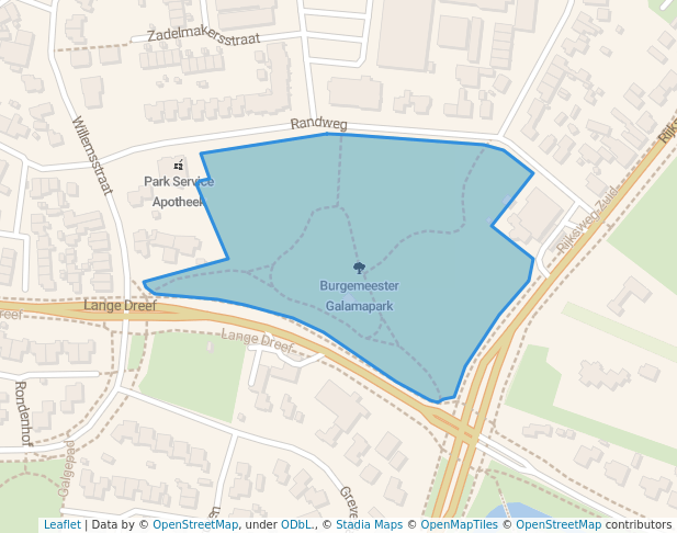 walking in Burgermeester Galamapark map in Elst