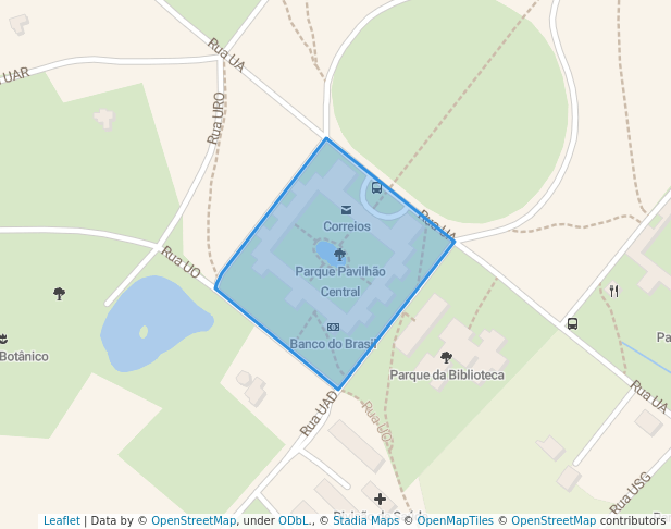 walking in Parque Pavilhão Central map in Seropédica