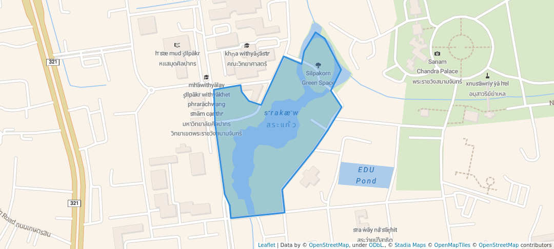 walking in Silpakorn Green Space map in Nakhon Pathom