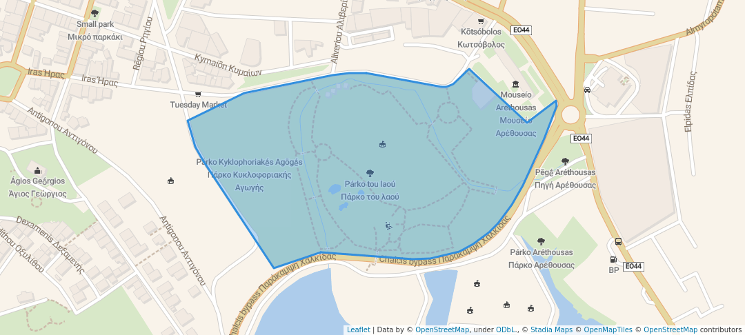 walking in Πάρκο του λαού map in خالكيذا،