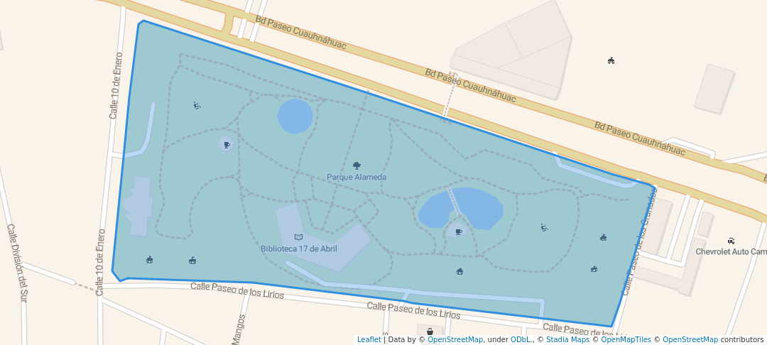 walking in Parque Alameda map in Cuernavaca