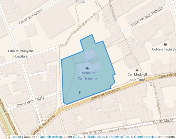 walking in Jardins de Can Sumarro map in L'Hospitalet de Llobregat
