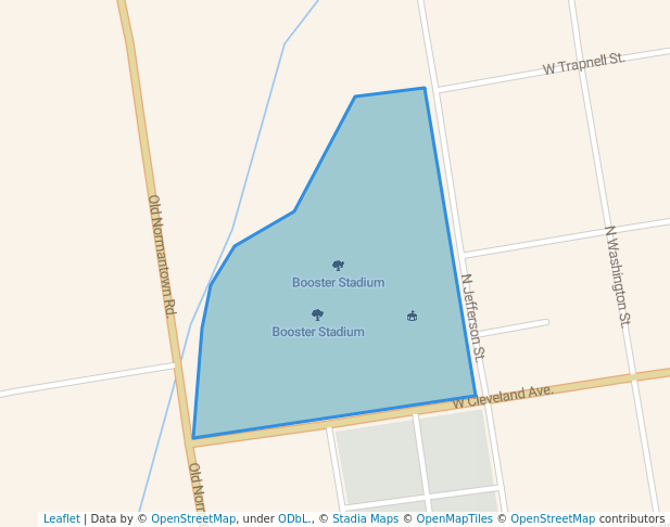 walking in Booster Stadium map in Lyons