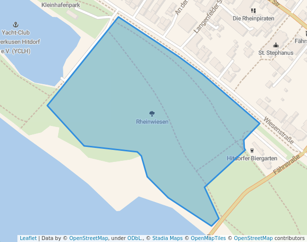 walking in Rheinwiesen map in Leverkusen