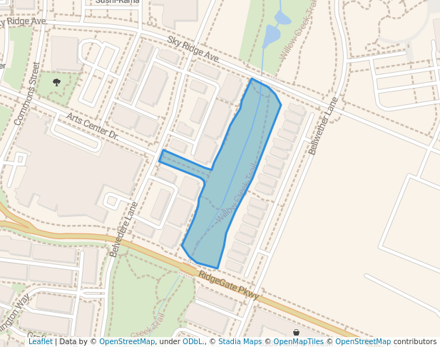 walking in Promenade Park map in Lone Tree