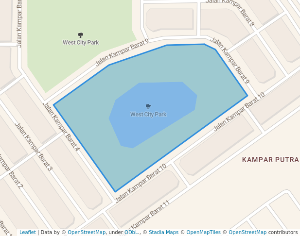 walking in West City Park map in Kampar