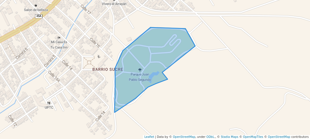 walking in Parque Juan Pablo Segundo map in Chiquinquirá