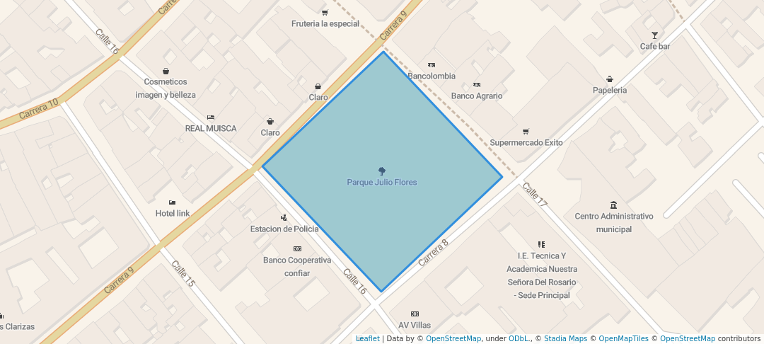 walking in Parque Julio Flores map in Chiquinquirá