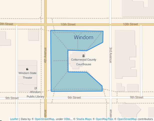 walking in Court house park map in Windom