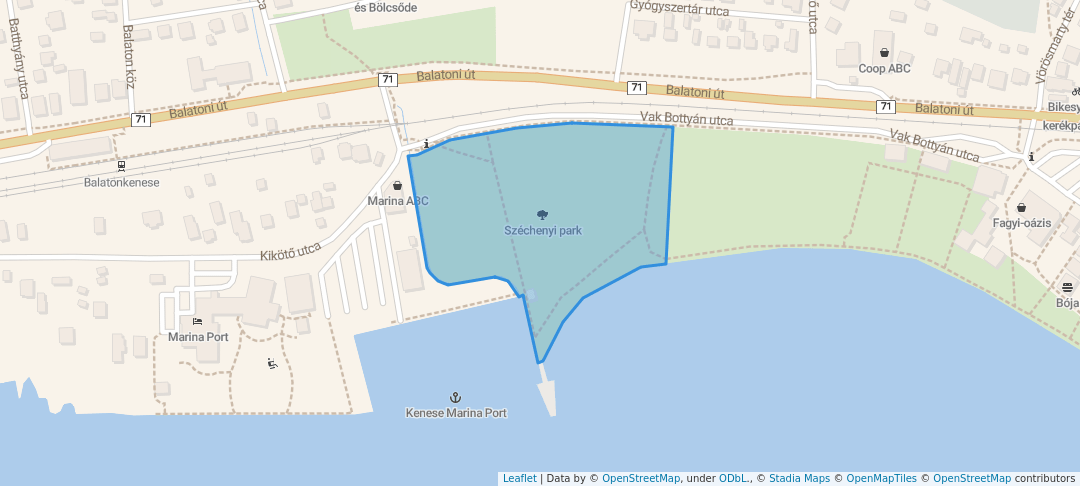 walking in Széchenyi park map in Balatonkenese