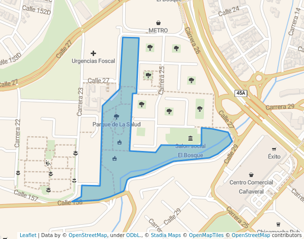 walking in Parque de La Salud map in Floridablanca