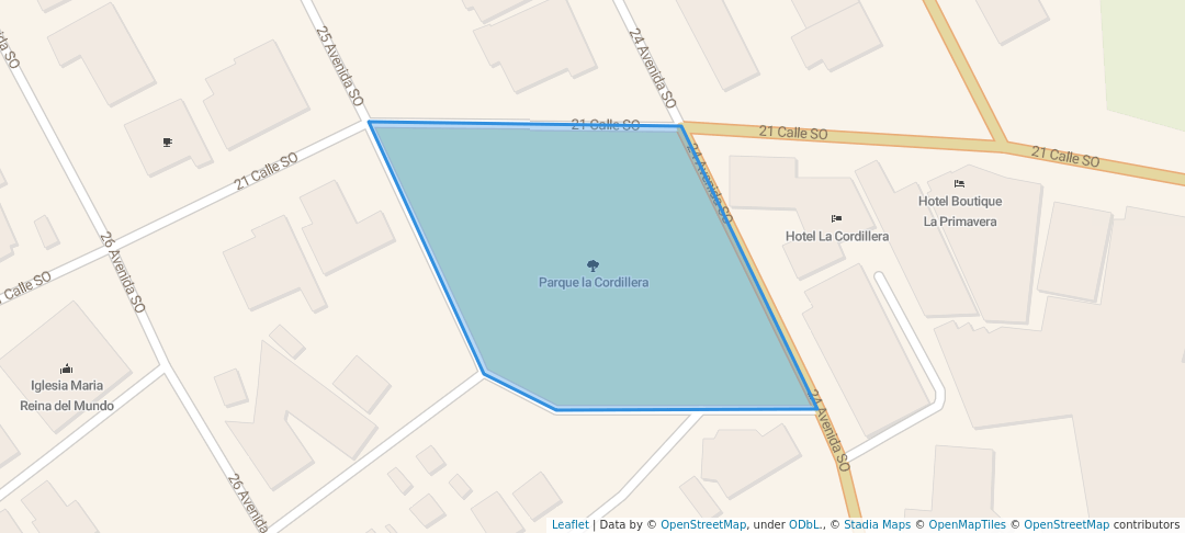 walking in Parque la Cordillera map in San Pedro Sula