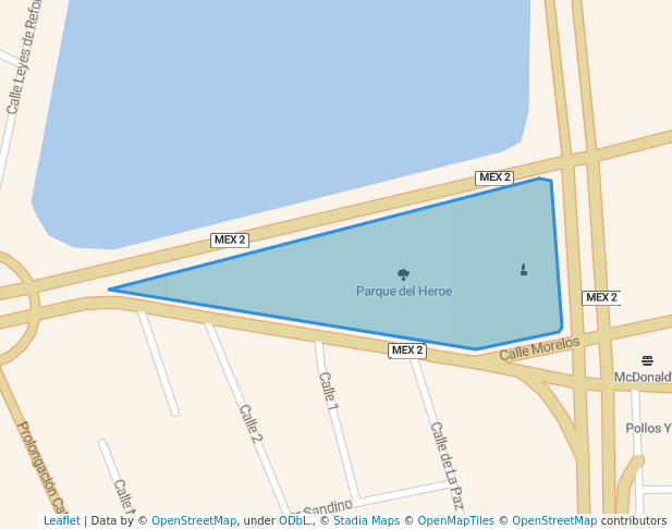 walking in Parque del Heroe map in Heroica Matamoros