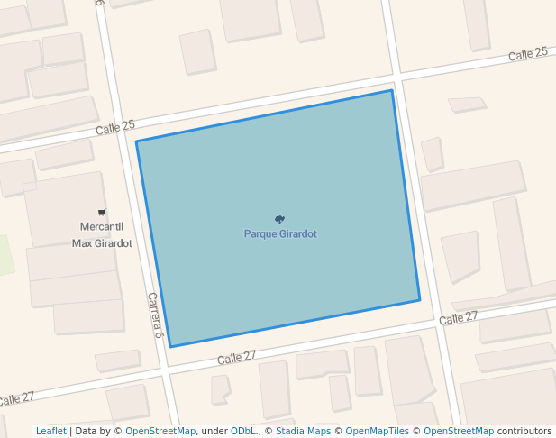 walking in Parque Girardot map in Bucaramanga