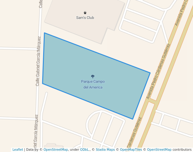 walking in Parque Campo del America map in Heroica Matamoros