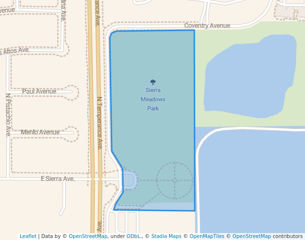 walking in Sierra Meadows Park map in Clovis