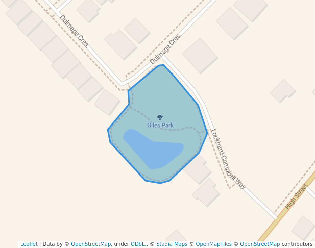 walking in Giles Park map in Carleton Place