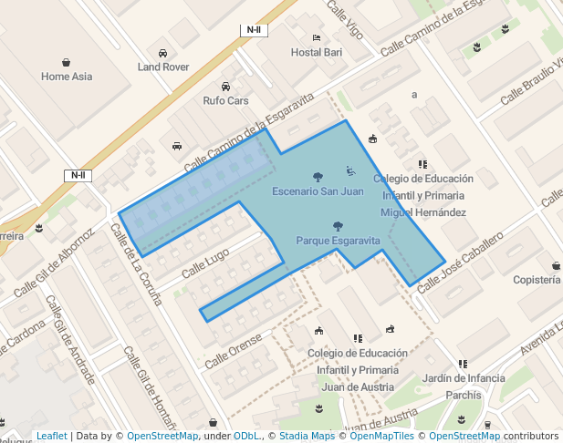 walking in Parque Esgaravita map in Alcalá de Henares