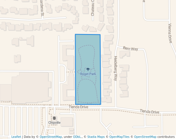 walking in Roget Park map in Lodi