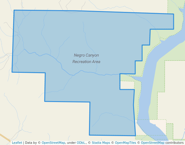 walking in Negro Canyon Recreation Area map in Navajo Dam