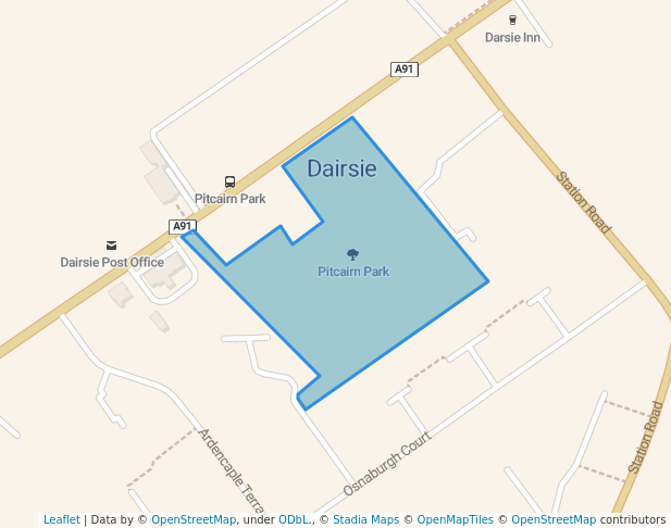 walking in Pitcairn Park map in Dairsie